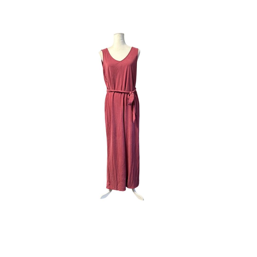 nicole miller side tie wide leg Jumpsuit burgundy cocktail women sz m new